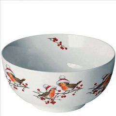 Ambiente Christmas robins white porcelántál 6,5x14cm