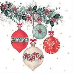   Ambiente Berry baubles white papírszalvéta 33x33cm, 20db-os