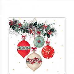   Ambiente Berry baubles white papírszalvéta 25x25cm, 20db-os