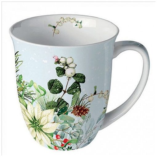 Ambiente White poinsettia porcelánbögre 0,4l