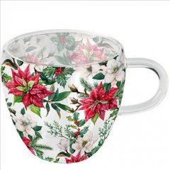   Ambiente Christmas florals duplafalú borosilicate üvegcsésze 0,25L