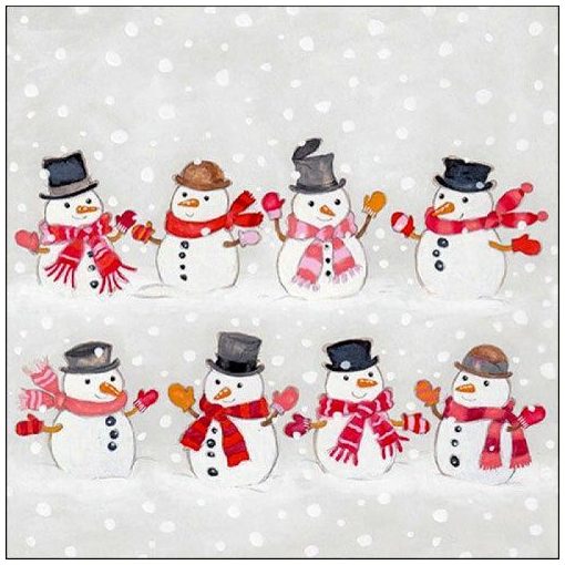 Dancing snowmen papírszalvéta 33x33cm, 20db-os