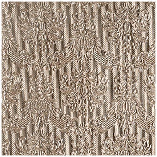 Elegance pearl taupe dombornyomott papírszalvéta 33x33cm, 15db-os