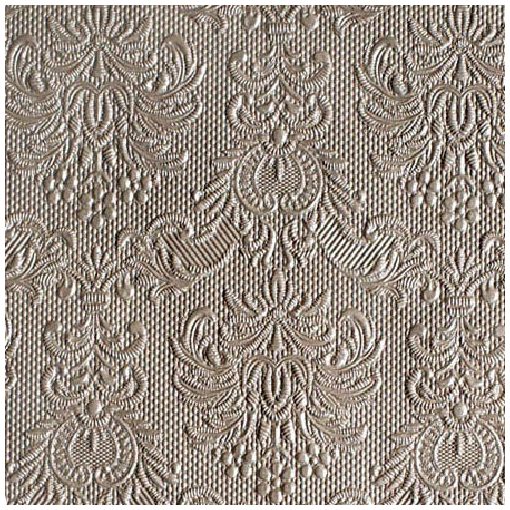 Elegance pearl taupe dombornyomott papírszalvéta 25x25cm, 15db-os