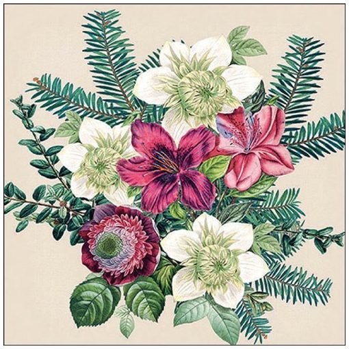 Ambiente Azalea and helleborus cream papírszalvéta 33x33cm, 20db-os