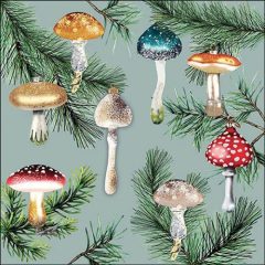   Ambiente Mushroom ornaments mint papírszalvéta 33x33cm, 20db-os