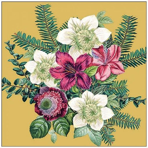 Ambiente Azalea and helleborus gold papírszalvéta 33x33cm, 20db-os