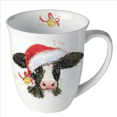 Ambiente Christmas cow bell porcelánbögre 0,4l