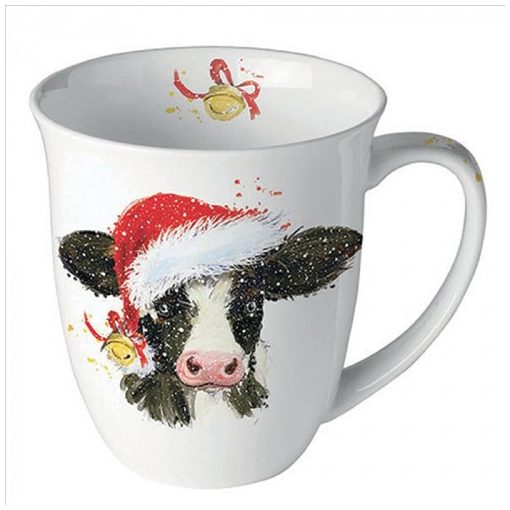 Ambiente Christmas cow bell porcelánbögre 0,4l