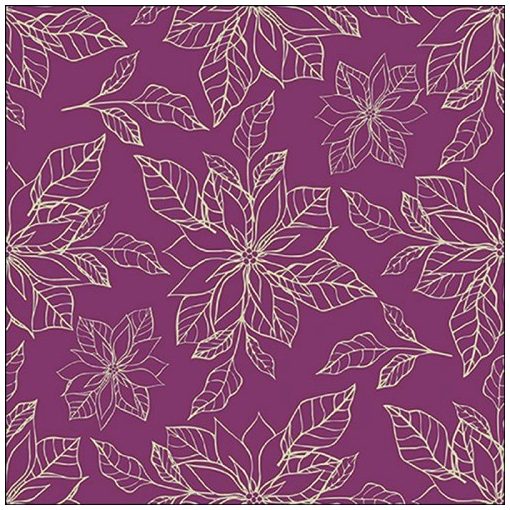 Ambiente Poinsettia outline bordeaux papírszalvéta 33x33cm, 20db-os