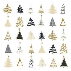   Ambiente Christmas tree doodles black papírszalvéta 33x33cm, 20db-os