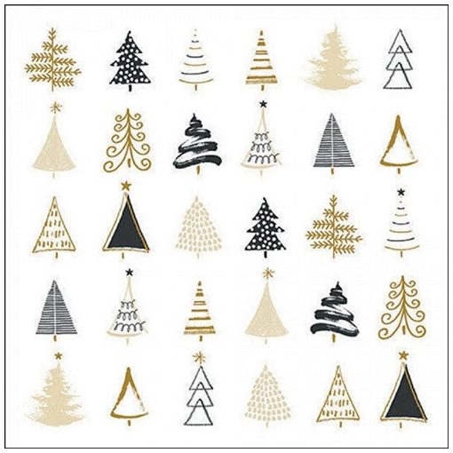 Ambiente Christmas tree doodles black papírszalvéta 33x33cm, 20db-os