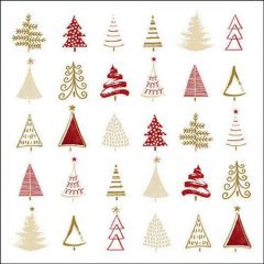   Ambiente Christmas tree doodles red papírszalvéta 33x33cm, 20db-os