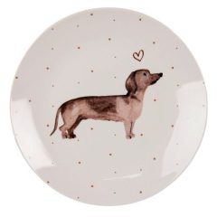 Porcelán desszerttányér 20x2cm, Dachshund Love