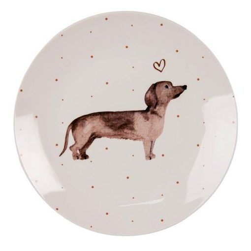 Porcelán desszerttányér 20x2cm, Dachshund Love