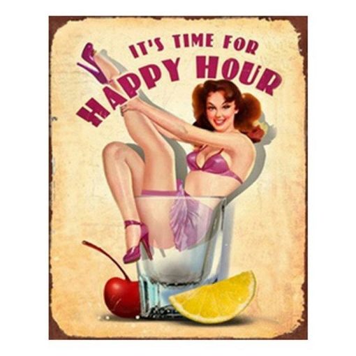 Fém falikép 20x1x25cm, It's time for happy hour