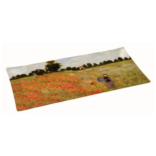 Üvegtál 36x17cm, dobozban, Monet: Pipacsmező