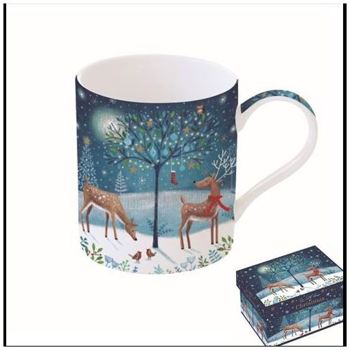 Porcelánbögre 350ml, dobozban, With Love at Christmas, Deers