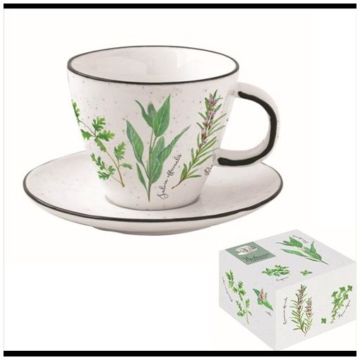 Porceláncsésze+alj 250ml, dobozban, Herbarium