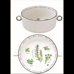 Porcelántál füllel 20cm, Herbarium