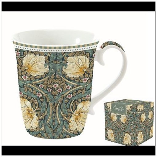 Porcelánbögre 275ml, dobozban, William Morris, Black