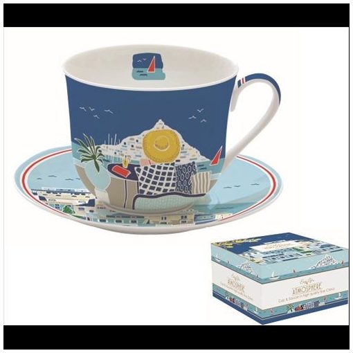 Porcelán reggelizőcsésze+alj 400ml, dobozban, Sea Dreams, Atmosphere