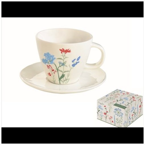 Porceláncsésze+alj 250ml, dobozban, Mille Fleurs Blue