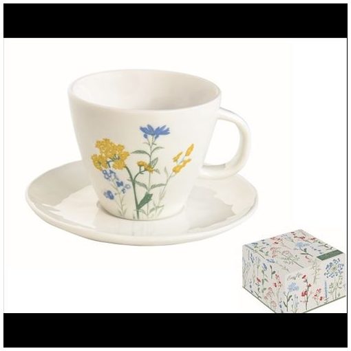 Porceláncsésze+alj 250ml, dobozban, Mille Fleurs Yellow