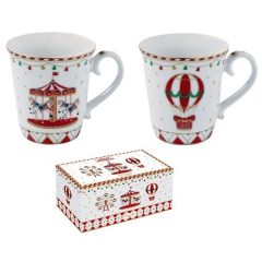   Porcelán bögreszett 275ml, 2 db-os, dobozban, Christmas Wonderland