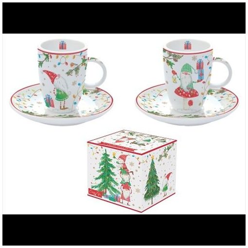 Porcelán eszpresszócsésze + alj 2 személyes,50ml, dobozban, Ready for Christmas