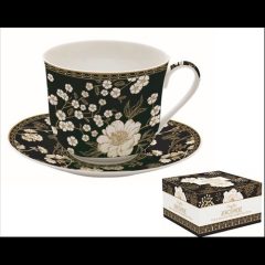   Porcelán reggelizőcsésze+alj 400ml dobozban, Art Deco & Flowers, Atmosphere