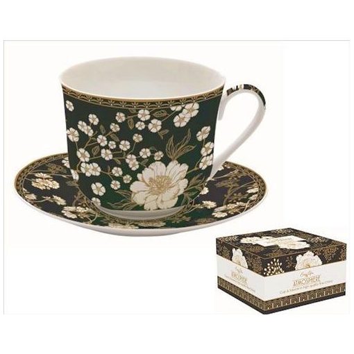 Porcelán reggelizőcsésze+alj 400ml dobozban, Art Deco & Flowers, Atmosphere