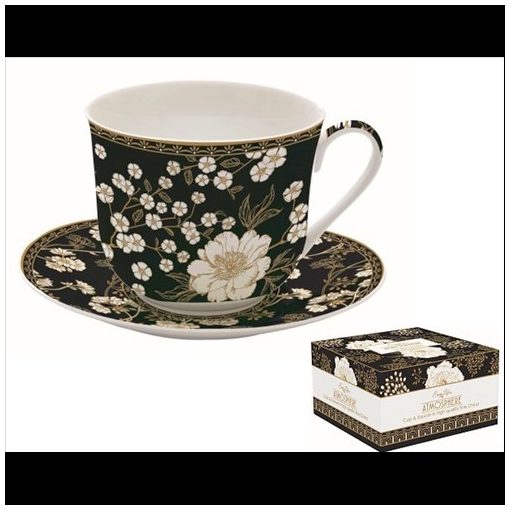 Porcelán reggelizőcsésze+alj 400ml dobozban, Art Deco & Flowers, Atmosphere