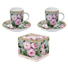   Porcelán eszpresszócsésze + alj 2 személyes 50ml, dobozban, Roses in Bloom