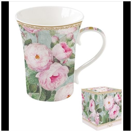 Porcelánbögre 360ml, dobozban, Roses in Bloom