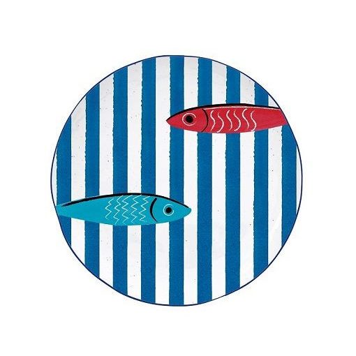 Porcelán lapostányér 26cm, Sardine' Party