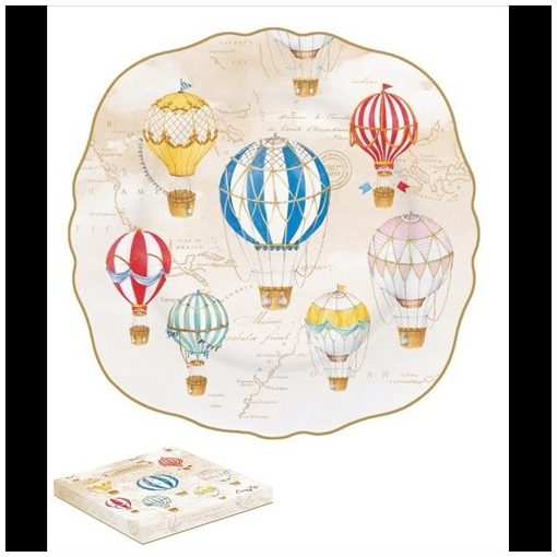 Porcelán desszerttányér 20cm dobozban, Air Balloons