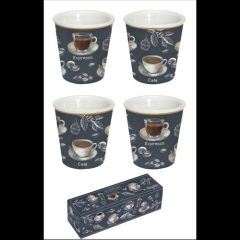   Porcelán eszpresszópohár 100ml, 4 személyes, dobozban, Barista