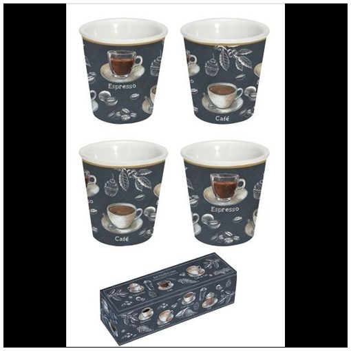 Porcelán eszpresszópohár 100ml, 4 személyes, dobozban, Barista