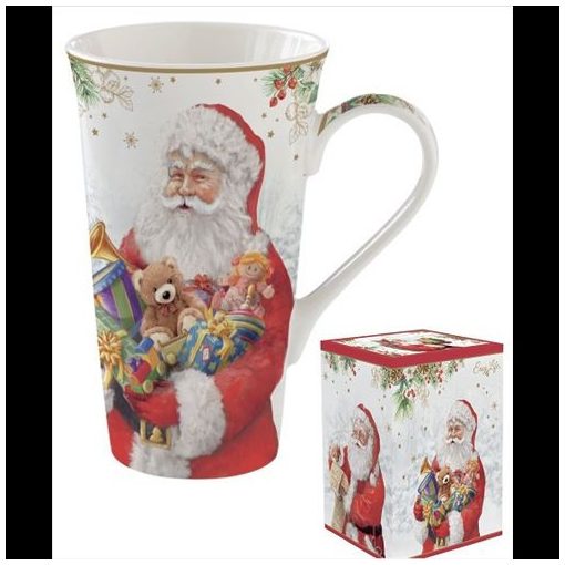 Porcelánbögre 600ml, dobozban, Santa Is Coming