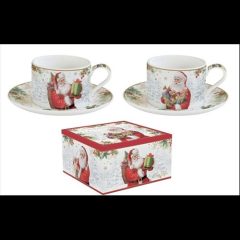   Porceláncsésze + alj 240ml, 2 személyes, dobozban, Santa Is Coming