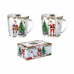 Porcelán bögreszett 2db-os, 350ml, dobozban, Joyful Santa