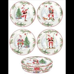   Porcelán desszerttányérszett 4db-os, 19cm, dobozban, Joyful Santa