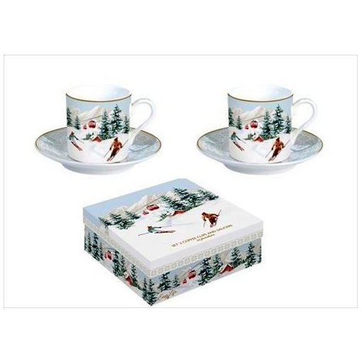 Porcelán eszpresszócsésze+alj 2 személyes,100ml, dobozban, Chalet