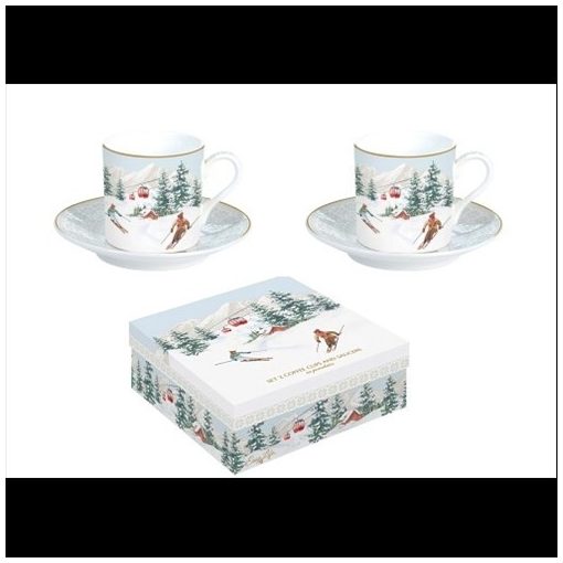 Porcelán eszpresszócsésze+alj 2 személyes,100ml, dobozban, Chalet