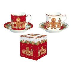   Porcelán eszpresszócsésze+alj 2 személyes 75ml dobozban, Fancy Gingerbread