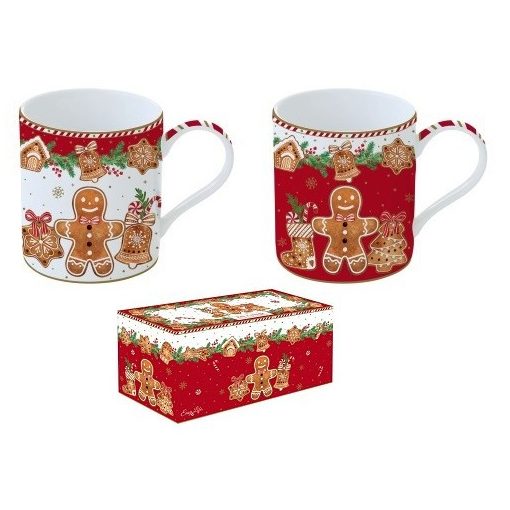 Porcelán bögreszett 2db-os 350ml dobozban, Fancy Gingerbread