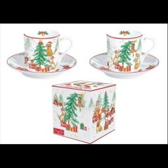   Porcelán eszpresszócsésze+alj 2 személyes 75ml dobozban, Christmas Gang