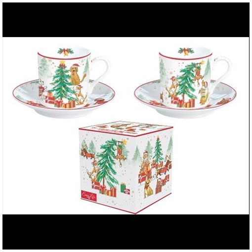 Porcelán eszpresszócsésze+alj 2 személyes 75ml dobozban, Christmas Gang