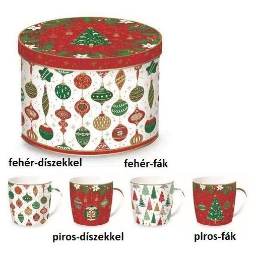 Porcelánbögre 350ml, fémdobozban, Jingle Bells